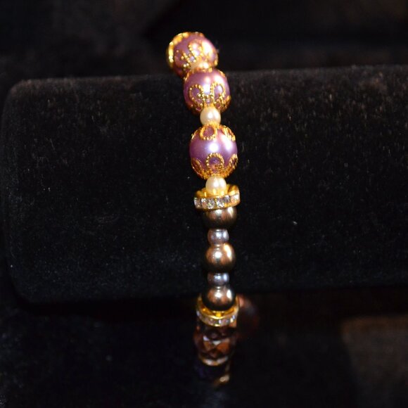 Handmade Purple Gold Plated Bracelet with Lobster Clasp - Picture 8 of 10